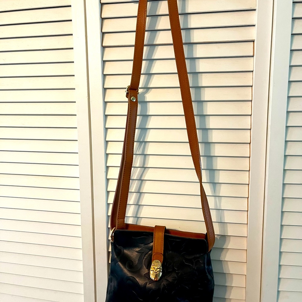 embossed leather cross body bag